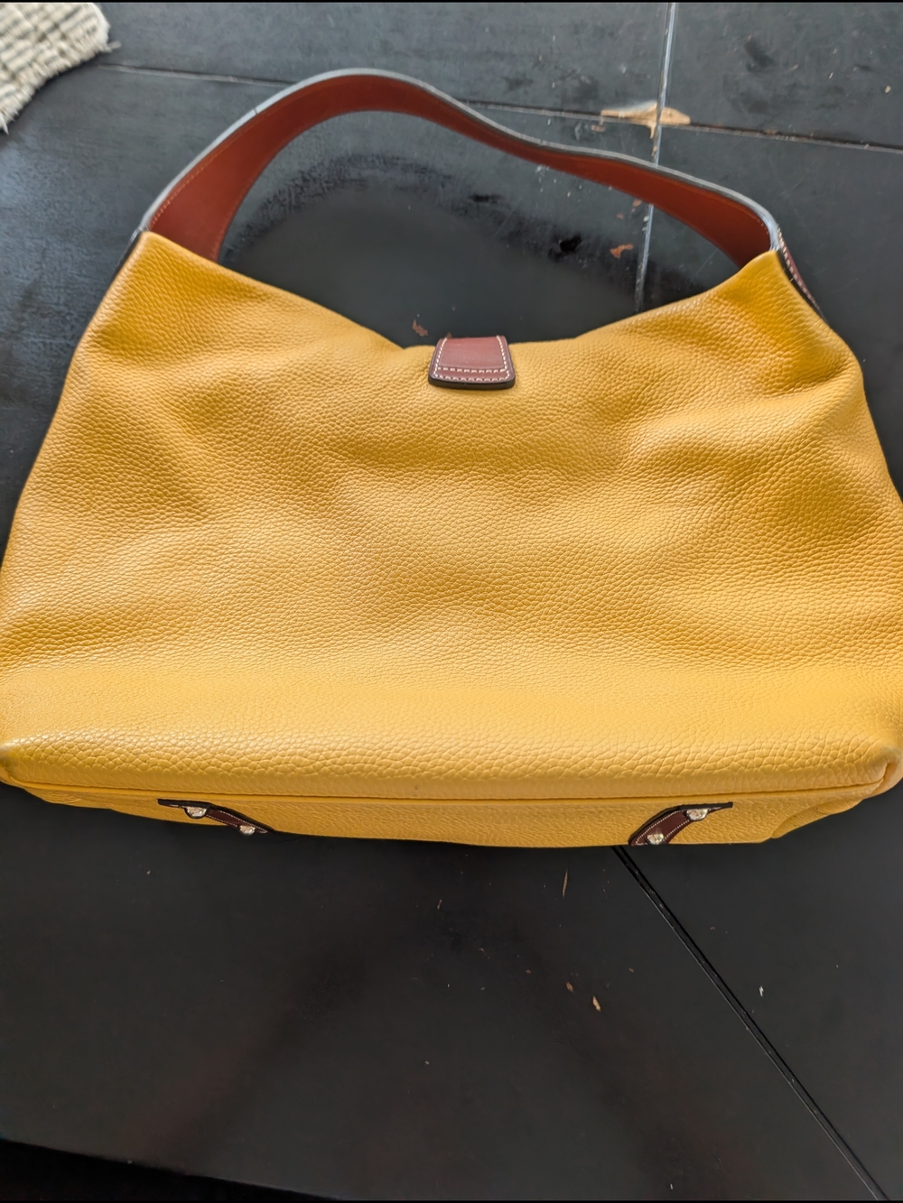 Dooney & Bourke Mustard Yellow Pebbled Leather Hobo